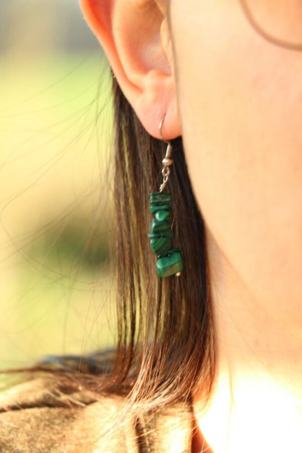Boucles d'oreilles en Malachite baroque