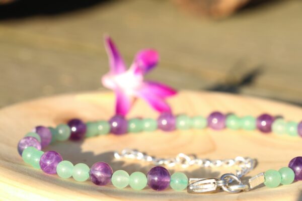 Bracelet de cheville en Aventurine et Améthyste