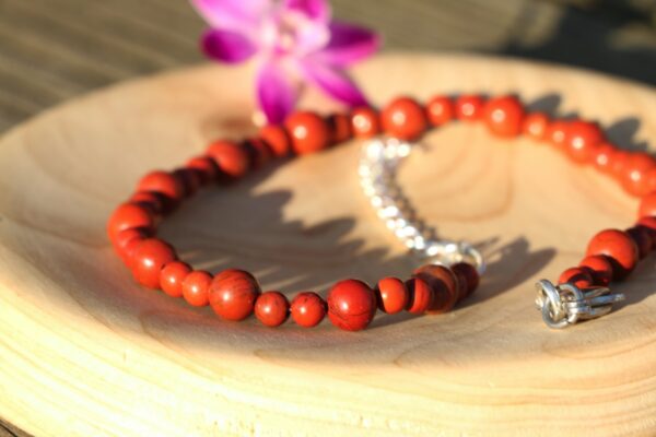 Bracelet de cheville en Jaspe rouge