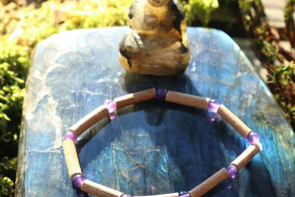 Bracelet en Noisetier et Améthyste – Image 3