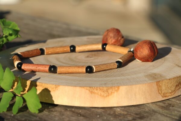 Bracelet Noisetier et Obsidienne