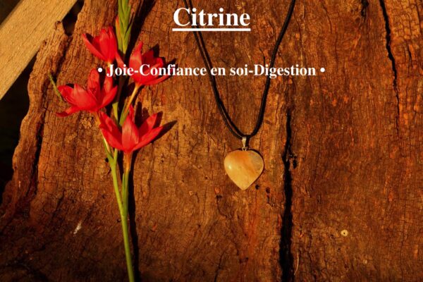 Pendentif coeur en Citrine